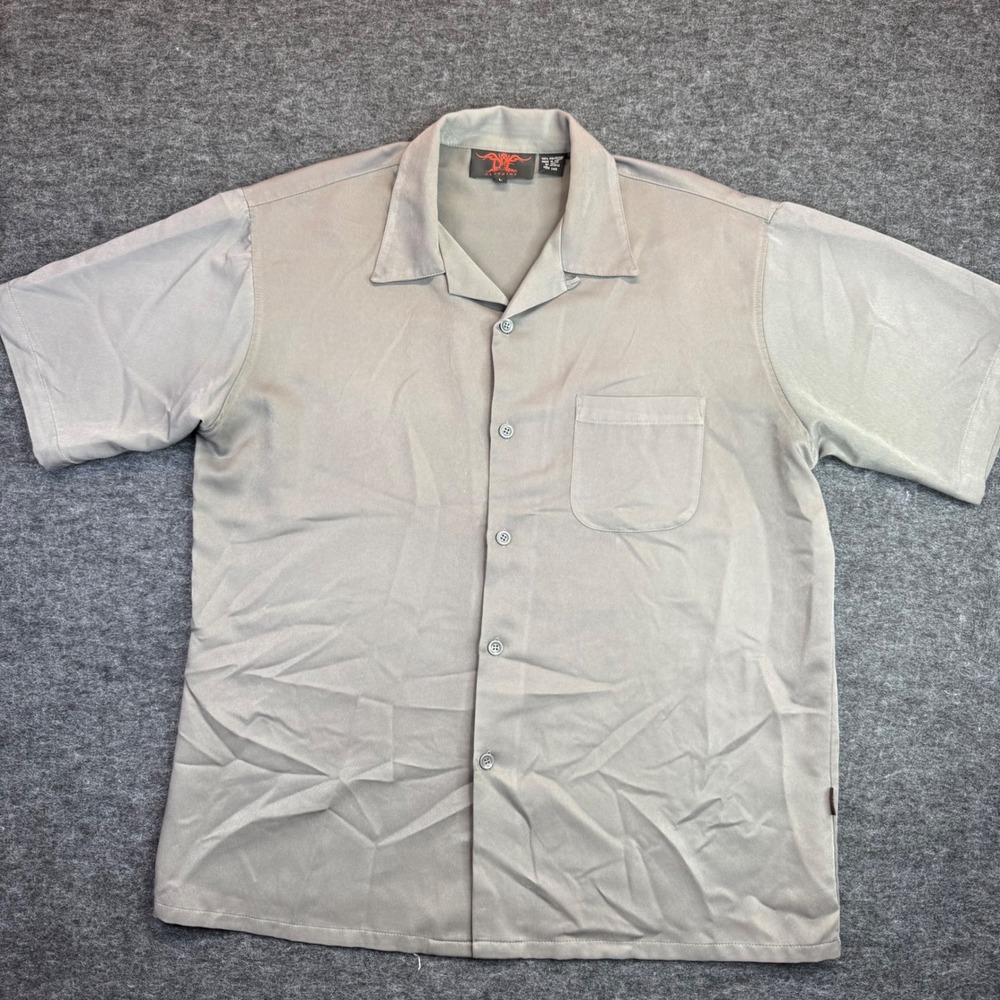 Vintage Dragonfly DF Clothing Button Down Shirt Mens Large‎ Grey Short Sleeve